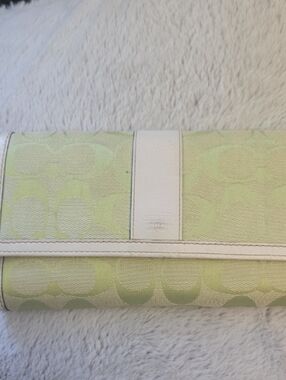 Coach Light Green and Ivory Continental Wallet
